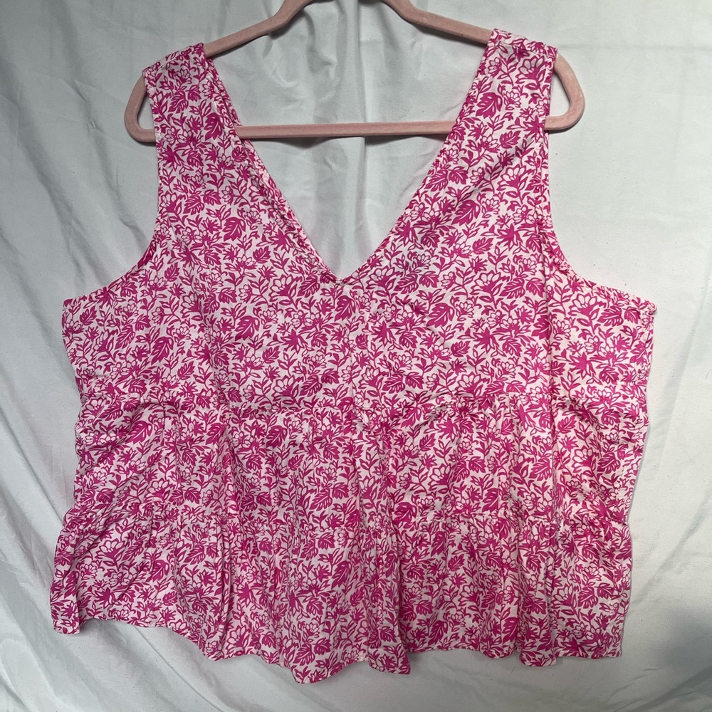 GAP Pink Floral V-Neck Blouse
